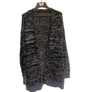 Black Multicolor Speckle Knit Oversized Chunky Knit Cardigan Sizes Size XXL